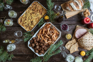 Swedish Christmas sausages / Prinskorv and meatballs.